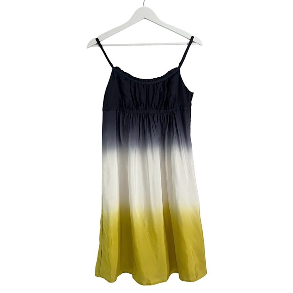 NWT‎ Ann Taylor Loft Silk Ombre Spaghetti Strap Dress Blue White Yellow Size 0